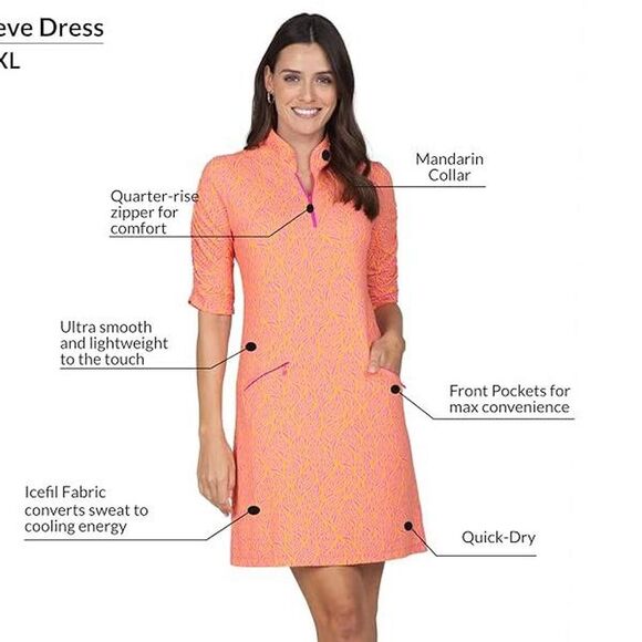 IBKUL Dresses & Skirts - Ibkül Elbow sleeve Mini Dress Sally Print in Orange Peel (sold out /rare) size M